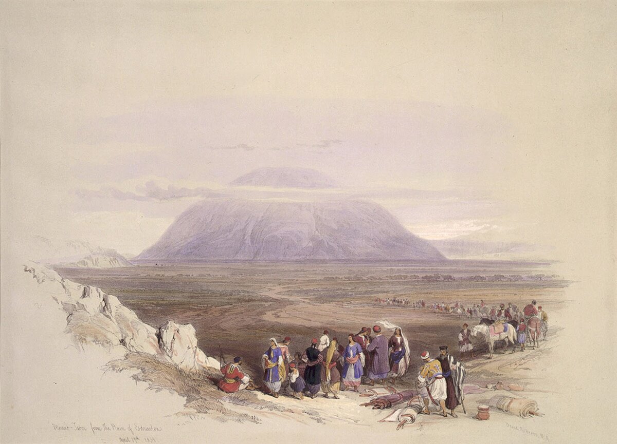 Вид на гору Фавор. Дэвид Робертс, 1839 г., Шотландия. 