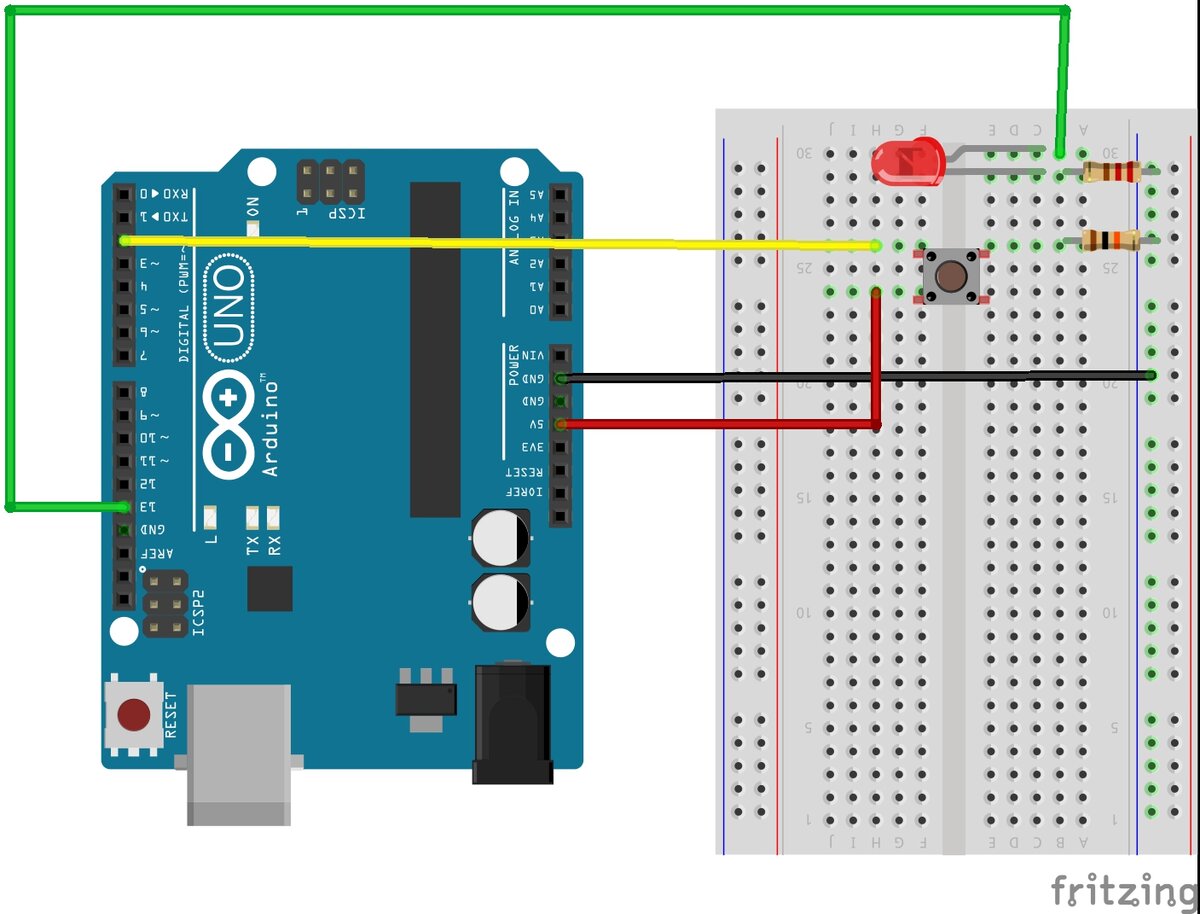 Ардуино схема с кнопкой