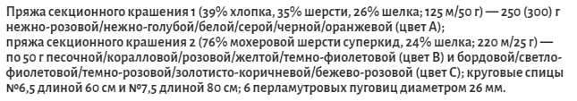 Скрин перечисления цветов секционной пряжи на сайте Verena.ru