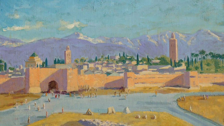 Уинстон Черчилль. Минарет мечети Аль-Кутубия. 1943 г.