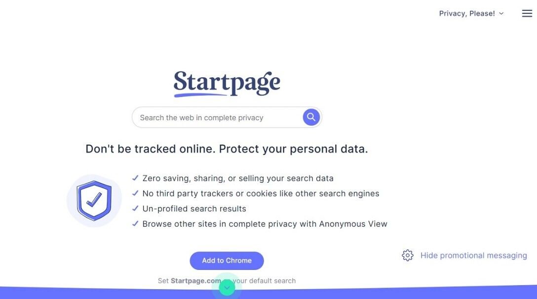  Скриншот главной страницы поисковика StartPage