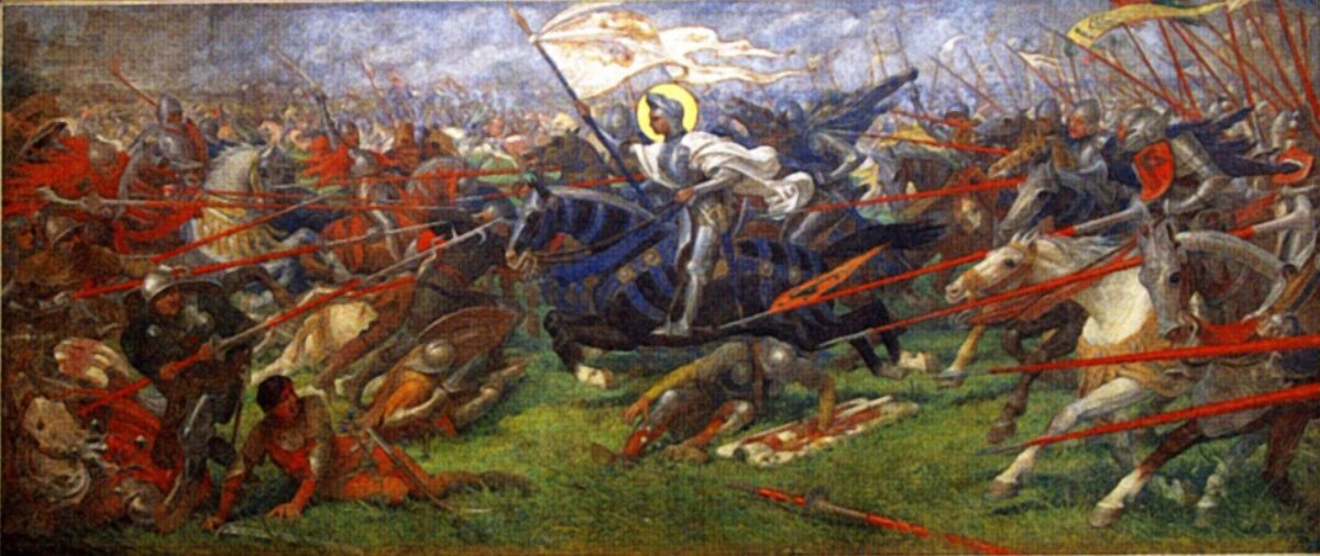 Картина «Жизнь Жанны д'Арк. Битва при Патайе». Художник Лионель Домреми 1910г. Базилика Святой Жанны д'Арк