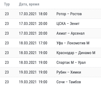 Расписание