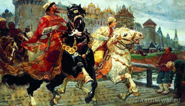 М. Авилов. Царь Иван Грозный и бояре. Не знаю, какой именно боярин изображен рядом с юным Грозным, будем считать, что Шуйский.