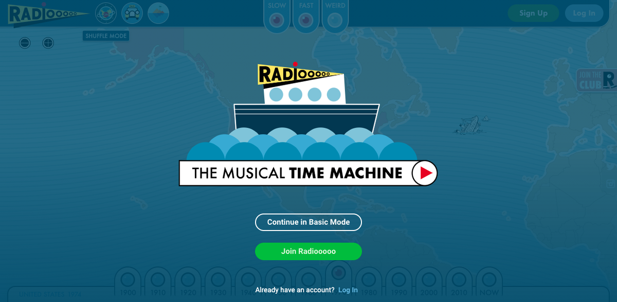 Сайт www.radiooooo.com