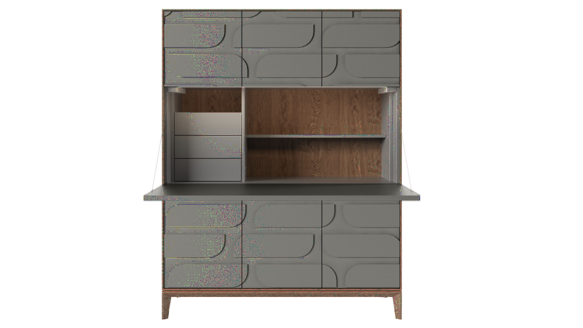 В секретере удобно хранить хранить документы, а откидывающуюся доску  можно использовать в качестве рабочего стола