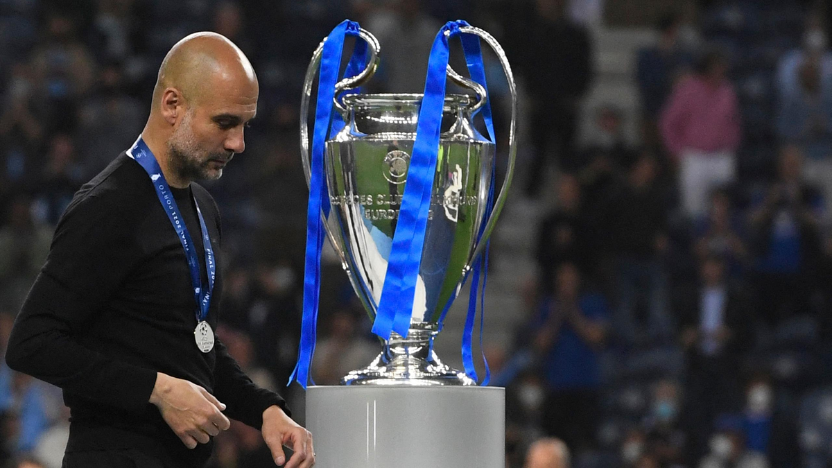 Кубок Чемпионов новым командам завоевать трудно. Грустный Пеп Гвардиола после  проигранного  «Манчестер Сити» финала 2021. Источник: eurosport.com
