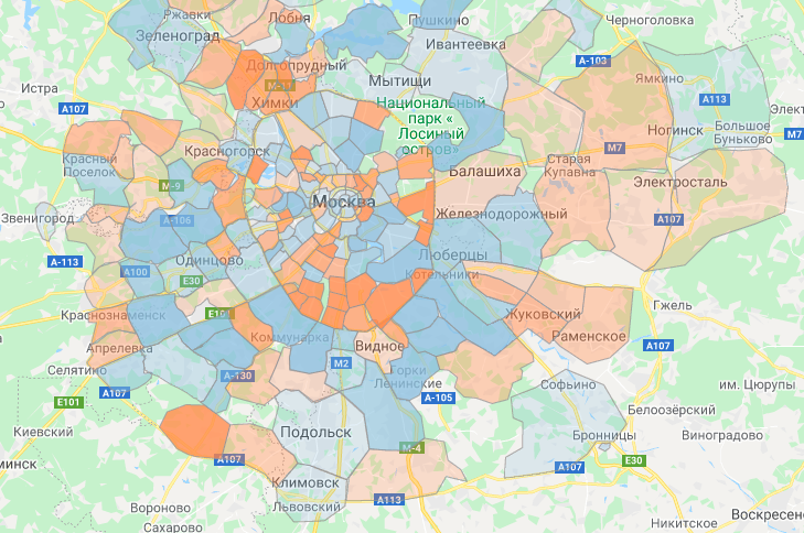 Аналитика районов Москвы по спросу от Realiste