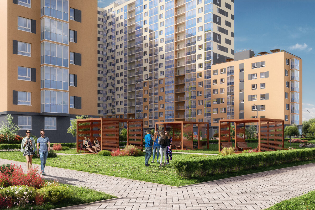 дворовое пространство ЖК «iD Мурино»