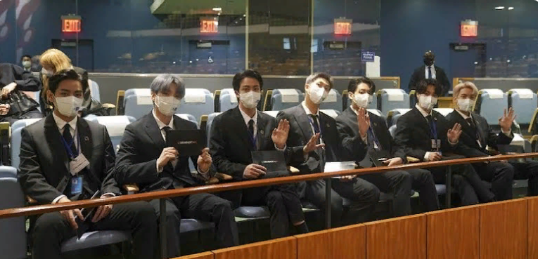 The members of BTS at the UN General Assembly