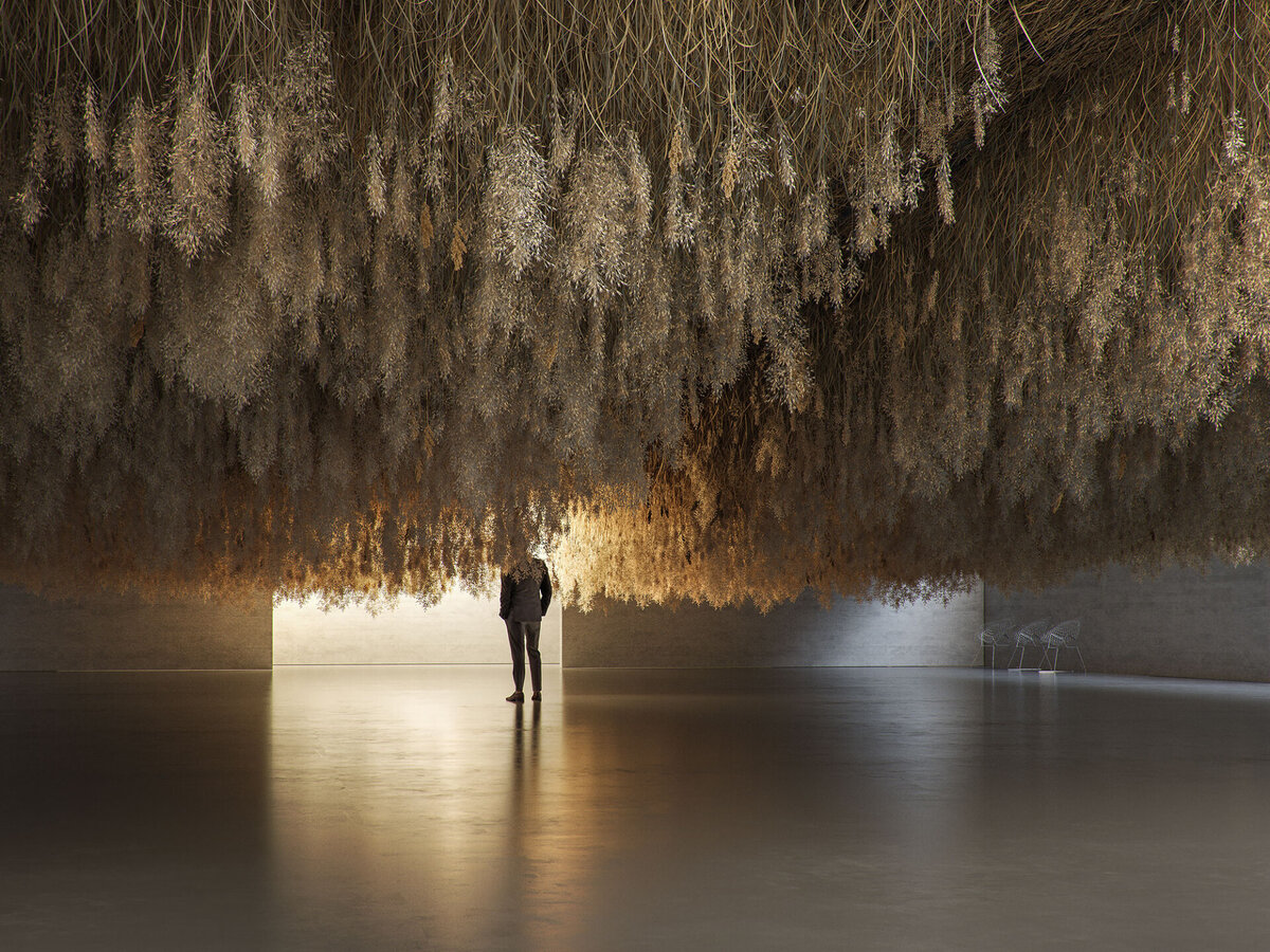 Необычайно масштабные аранжировки из сухих растений, автор - Тадао Серн