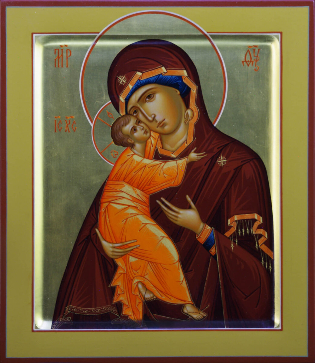 Икона Владимирской Божией матери. Работа мастерской "Палехский иконостас" https://iconostas.ru/