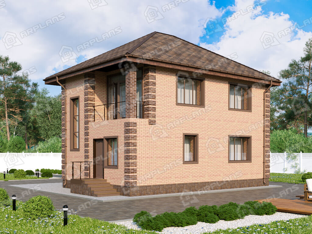 Фото 2 двухэтажного дома из газобетона с 3 спальнями, балконом и газовой котельной.120 кв м. Источник arplans.ru Проект К-069