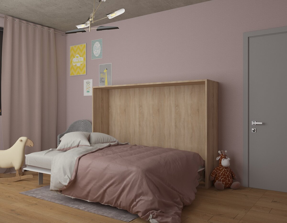 Горизонтальная шкаф-кровать открытая