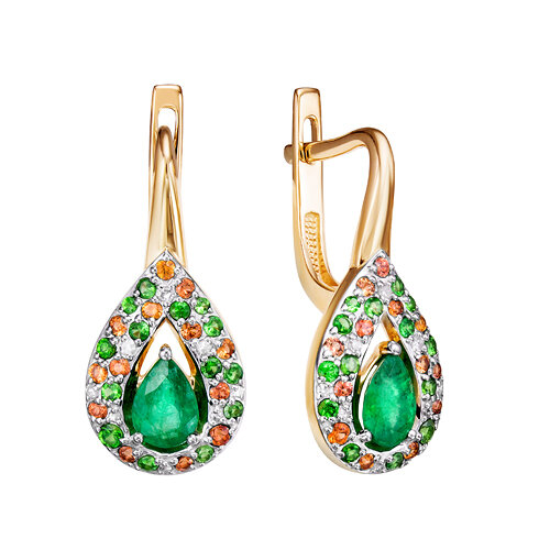 Серьги из красного золота с изумрудами, сапфирами и бриллиантами (арт. С112-5718М17) Цена: 134 280 ₽