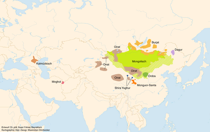 Карта расселения монгольских народов. Изображение из открытых источников