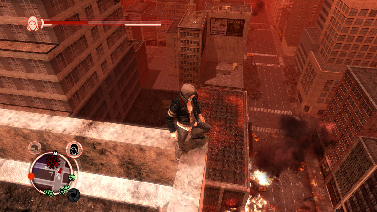 Скриншот сделан в игре "Prototype" / Мерсер наблюдает хаос