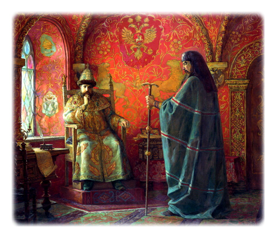 Царь Алексей Михайлович и патриарх Никон. Не нашла автора картины