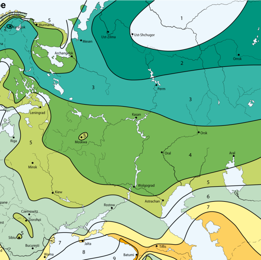 Карта морозостойкости россии зоны