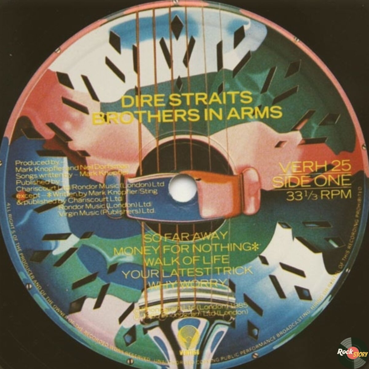 На фотографии: первая сторона винилового издания альбома Brothers In Arms группы  Dire Straits