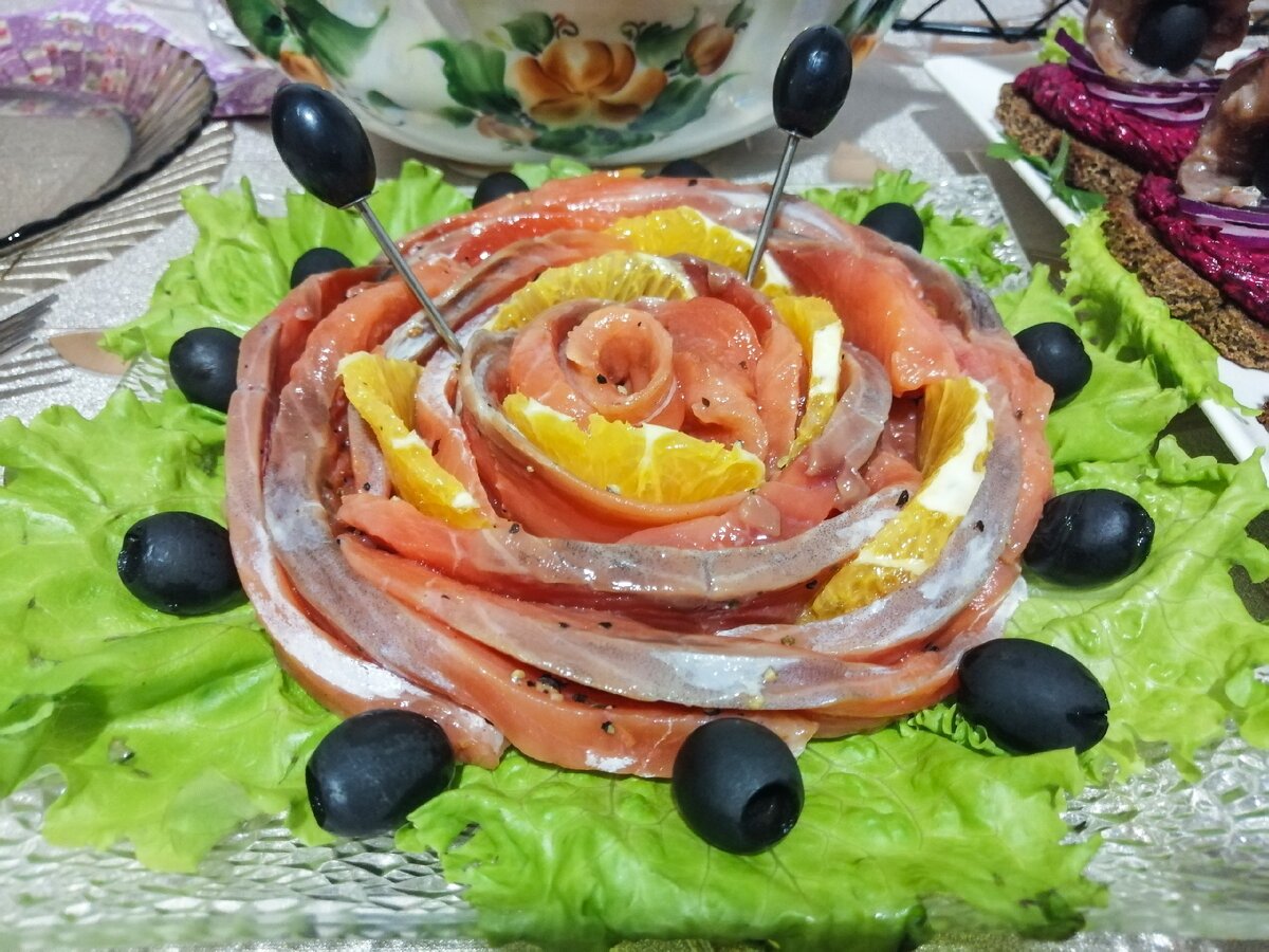 Слабосолёный лосось с апельсином