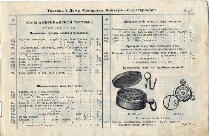 Контрольные часы для провѣрки сторожей.Иллюстрированный каталог Винтера.