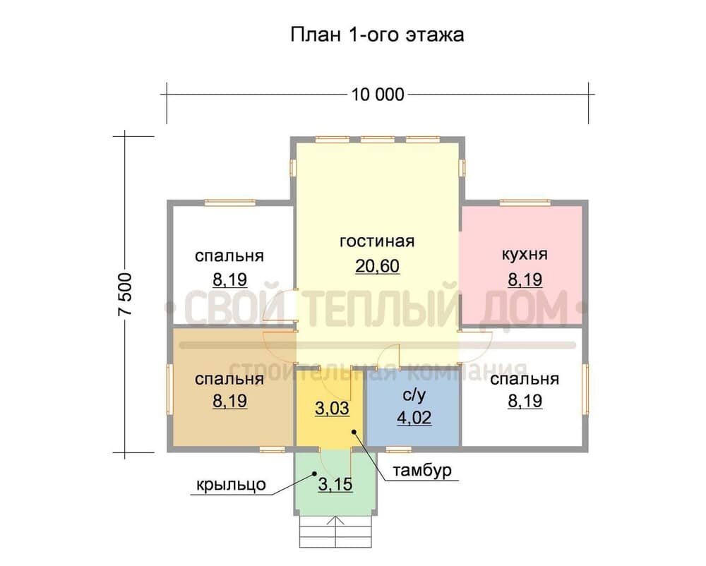 Проект одноэтажного дома с большой верандой | СвойТеплыйДом | Дзен