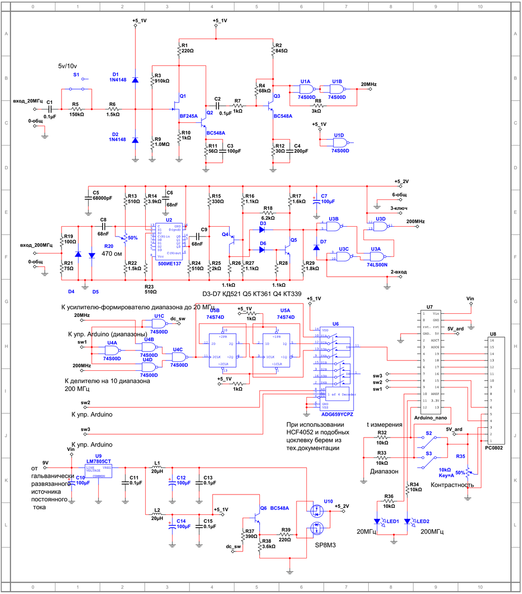 Частотомер - цифровая шкала на PIC16F84 (LED)