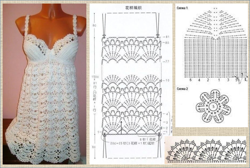 Летние сарафаны крючком со схемами и описанием