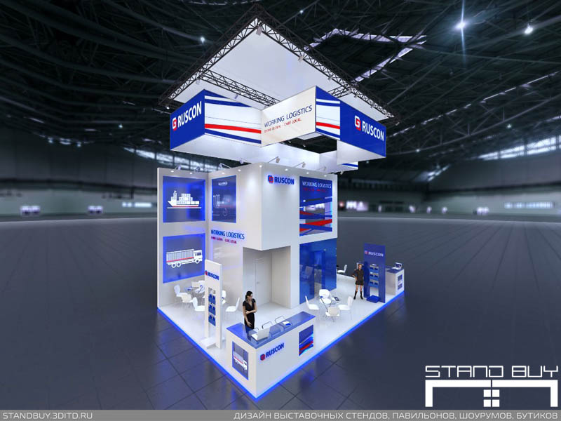 Проект выставочного стенда компании Ruscon. Архитектор - Павел Сапов.
