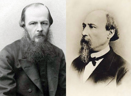 Коллаж на основе фотографий Ф.М.Достоевского и Н.А.Некрасова в зрелые годы