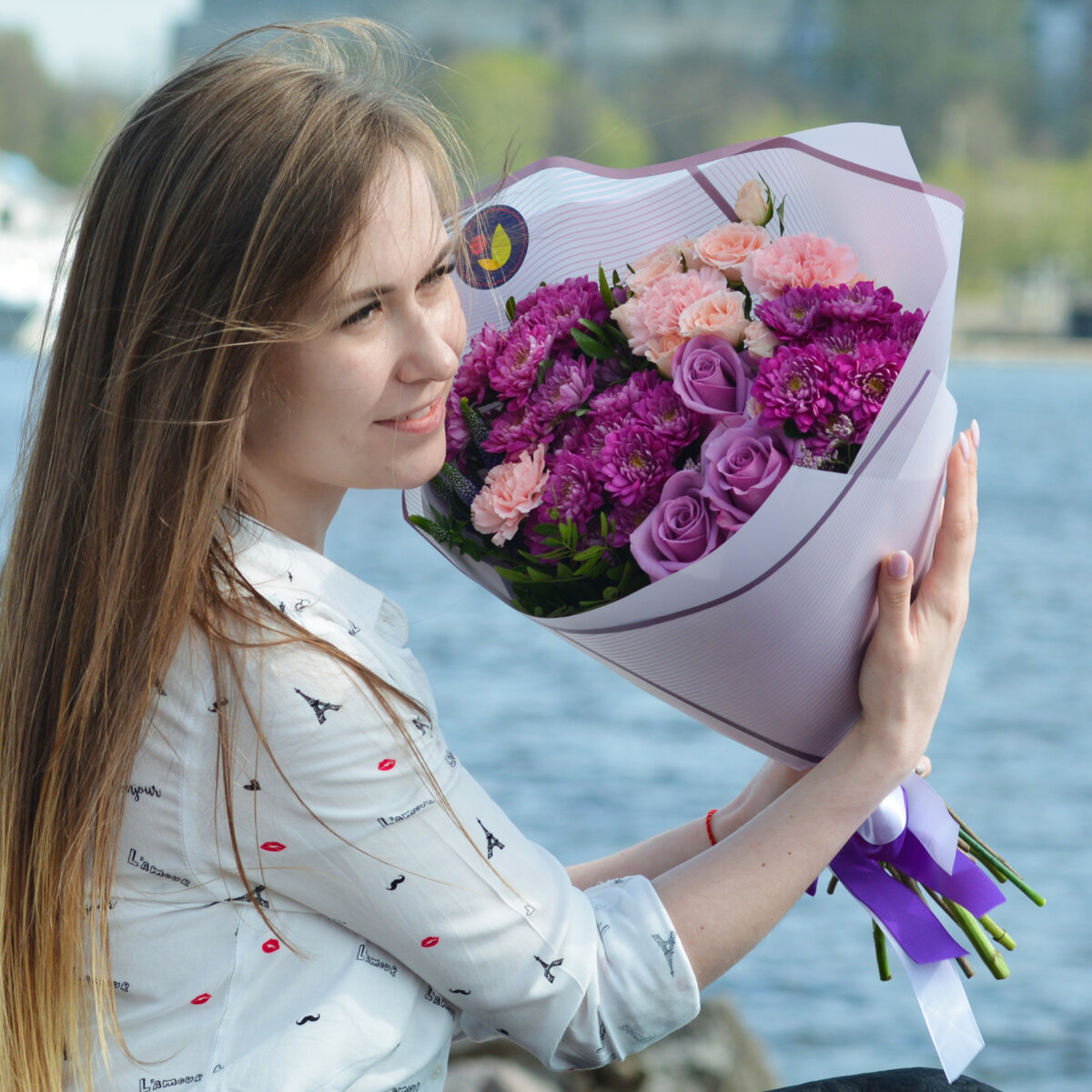 Летний букет в сиреневых тонах