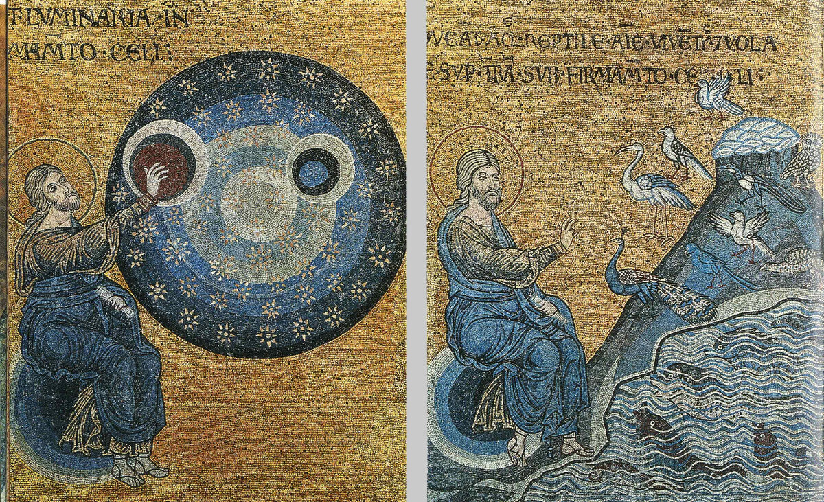 Сотворение мира Византийская мозаика