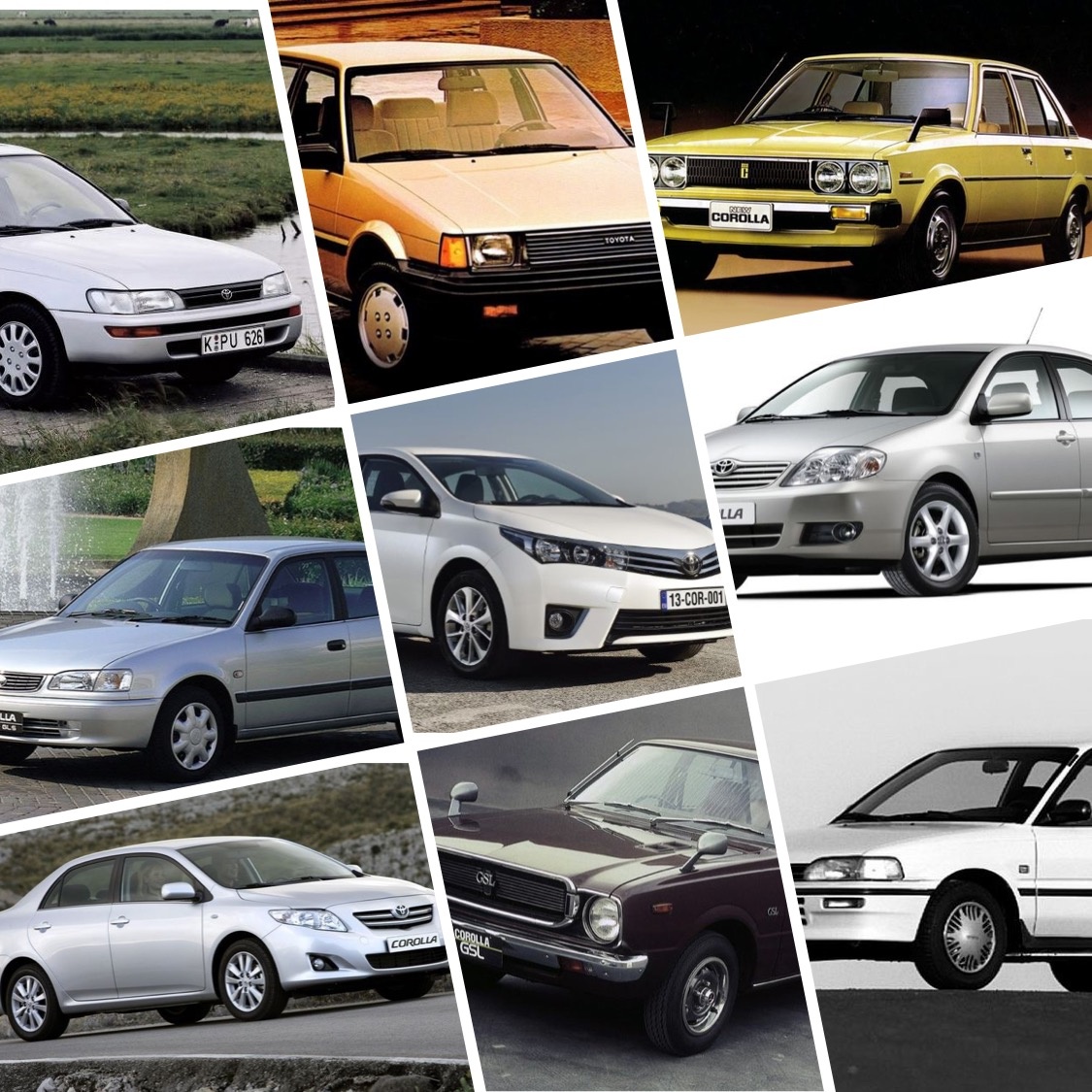 Разные поколения Toyota corolla