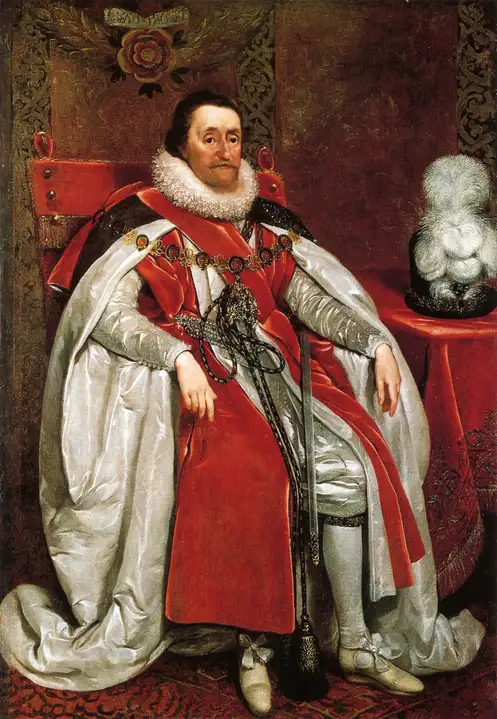 The portrait of King James I by Daniel Mytens, 1621