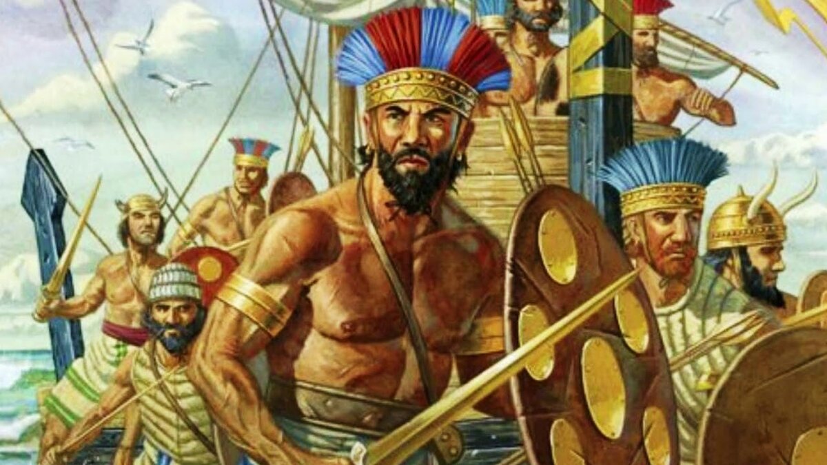 Так могли выглядеть по представлению современного художника филистимляне.