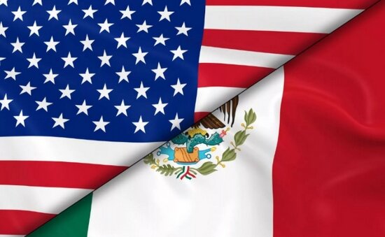 Флаги США и Мексики