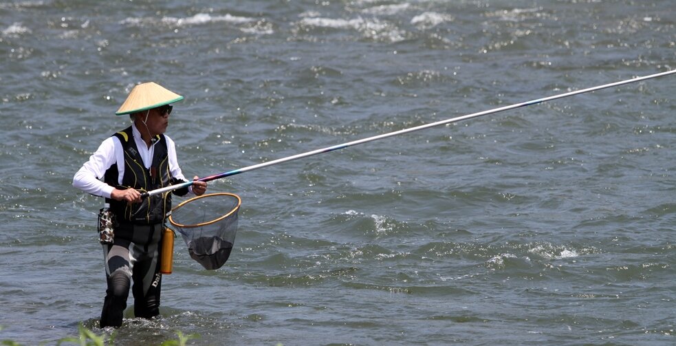 Стоимость удилища для ловли японской "форели"  «айю» может доходить до 15-20 тыс. долларов и даже подсачек со специальной сеткой, не травмирующий рыбу и не намокающий в воде, стоит порядка 500-700 долларов...