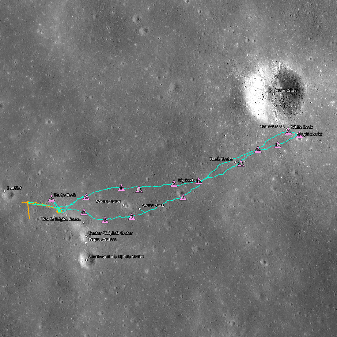 Карта высадки Аполлонов на луну. Снимки LRO Аполлонов. Место прилунения Аполлона 11 на карте Луны. Снимки LRO Аполлон 11.