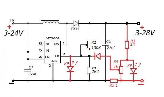 Повышающий преобразователь mt3608 схема