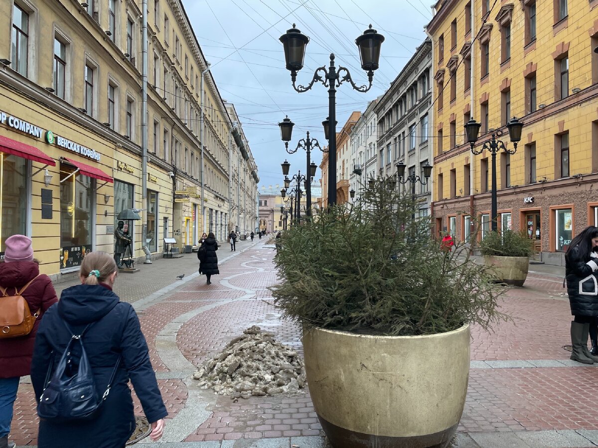 Малая Садовая - одна из немногих пешеходных улиц Петербурга