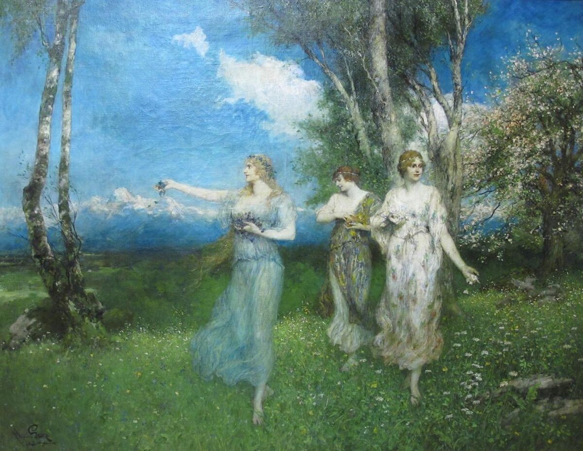 Собирая цветы. Фердинанд Лееке. 1914 г. 