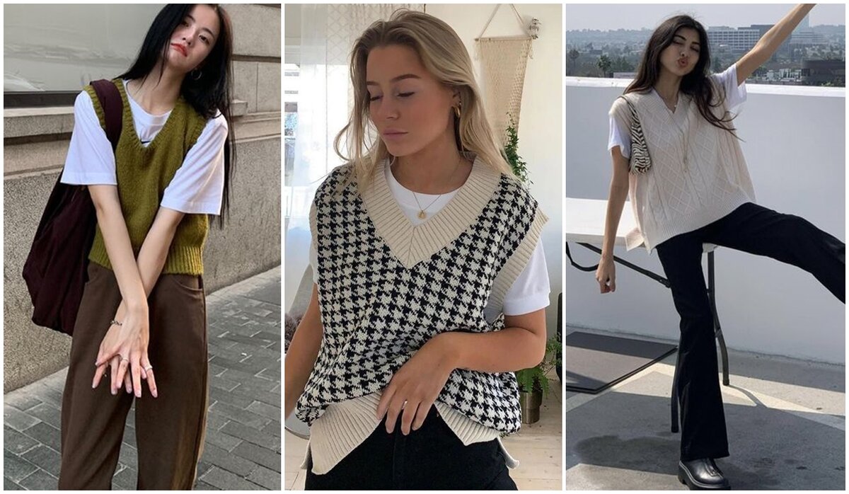 С чем носить модный трикотажный жилет этой весной: идеи от модных блогеров