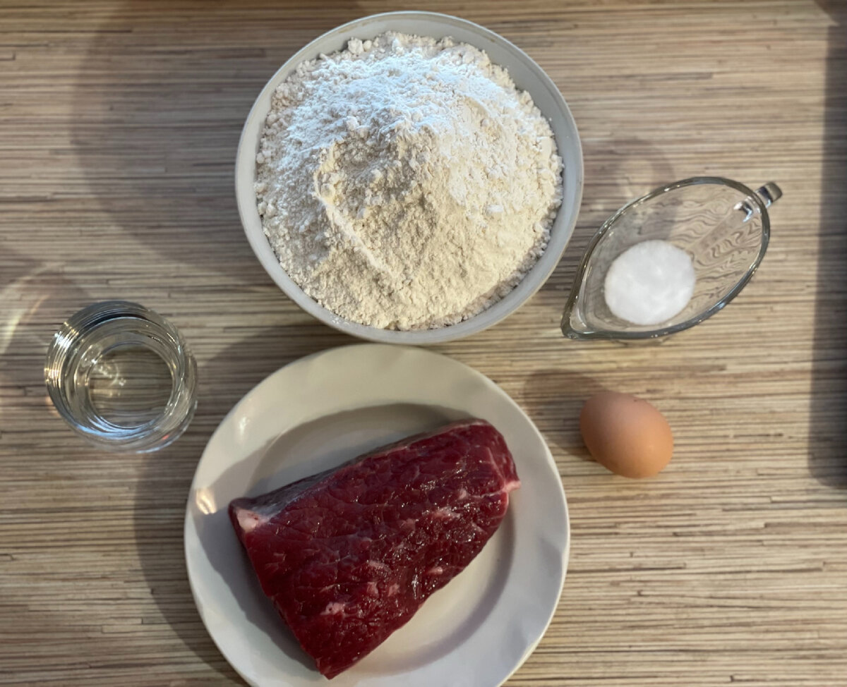 Ингредиенты для приготовления тонкого хинкала 