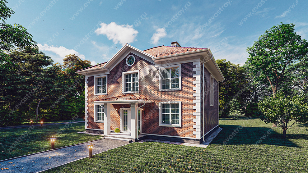 Проект двухэтажного дома 229 м2 с террасой и крыльцом - 11-229