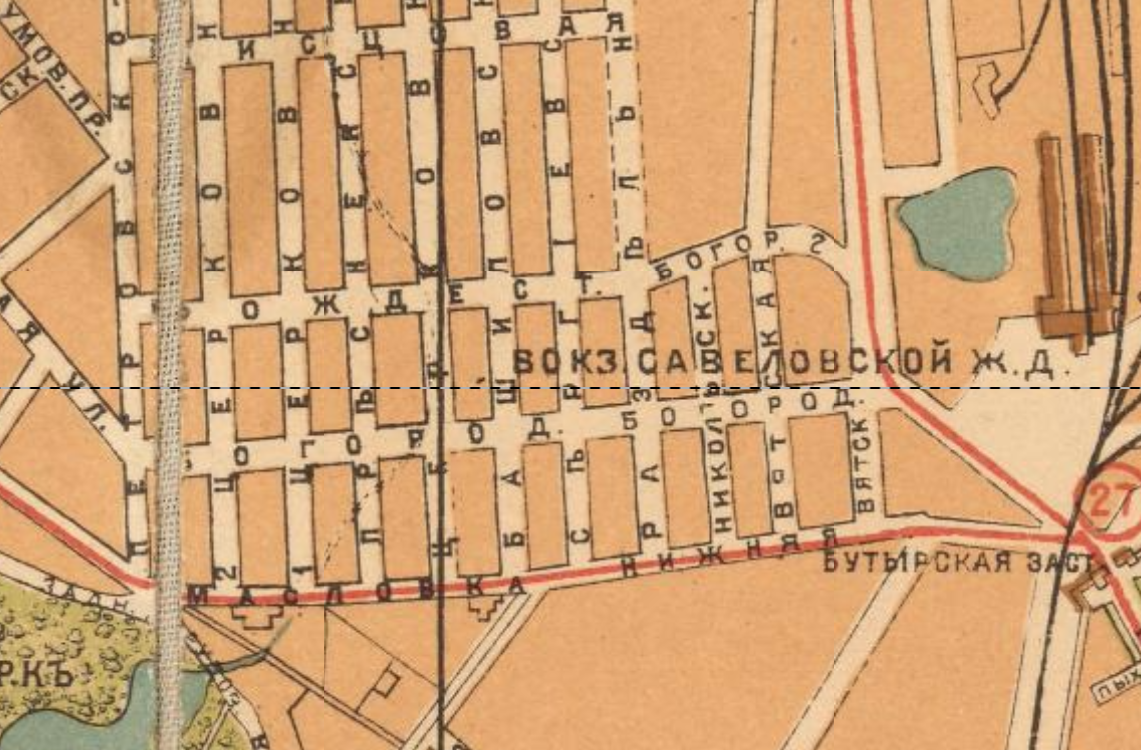 На карте 1916 года уже видно Нижнюю Масловку, да и самих улиц побольше. С сайта www.retromap.ru