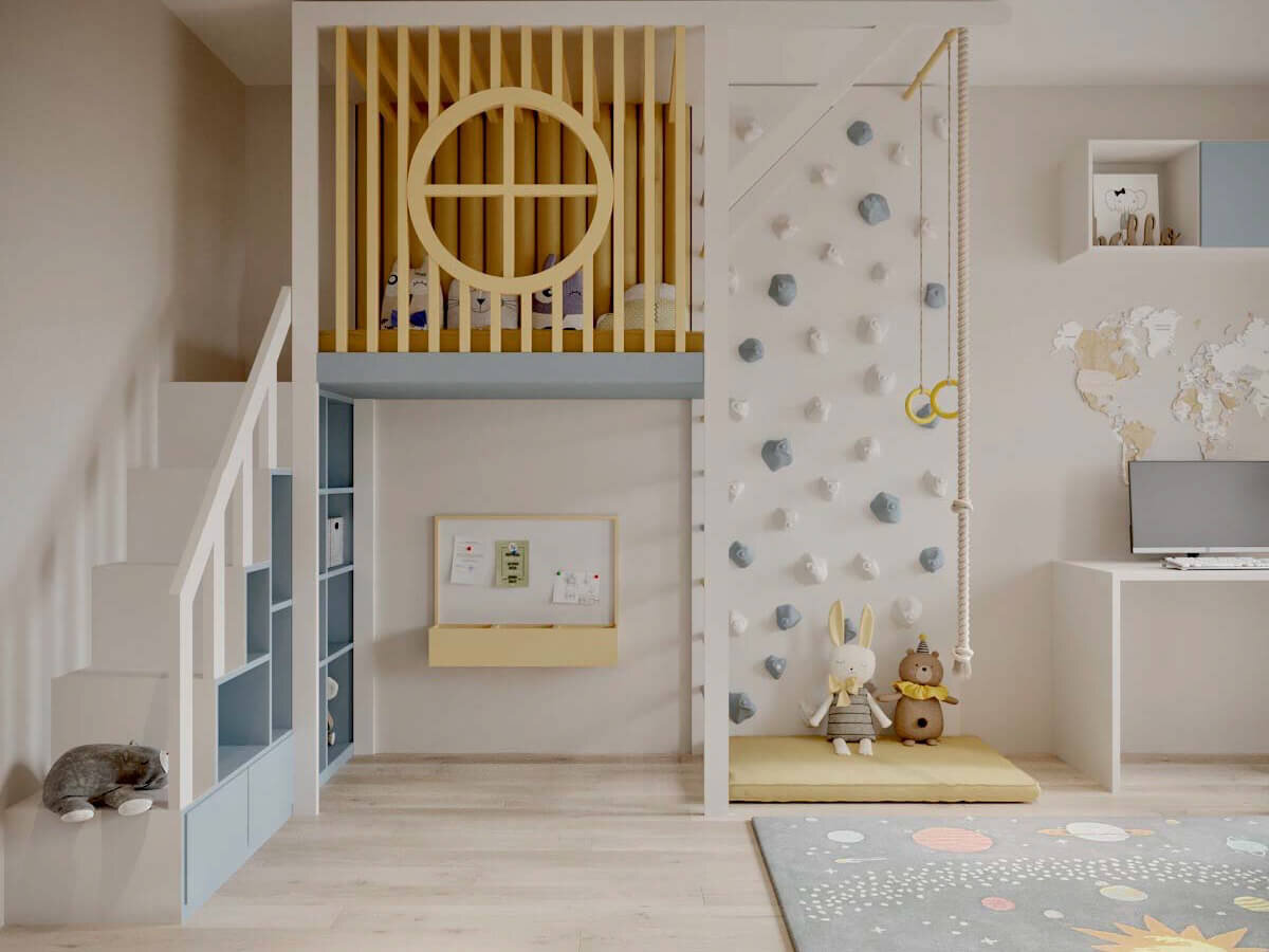 Комбинация игровой зоны и стеллажа