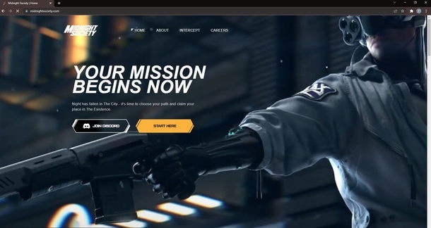 Кадр из трейлера Cyberpunk 2077 на главной странице Midnight Society. Источник: twitter.com/inhuman  📷
