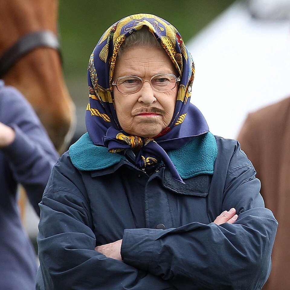 На фото не моя бабушка, а Елизавета вторая, если вдруг кто не узнал. И по-моему, ей очень идут усы.