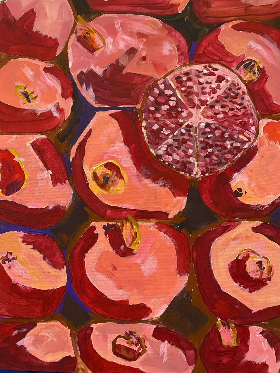 "Гранат "."Руман".(арабский).Искусство.Картина.Живопись.Картина для интерьера.Холст.Creative.Painting.Canvas."Pomegranate".Author Guzel M.2021,october.